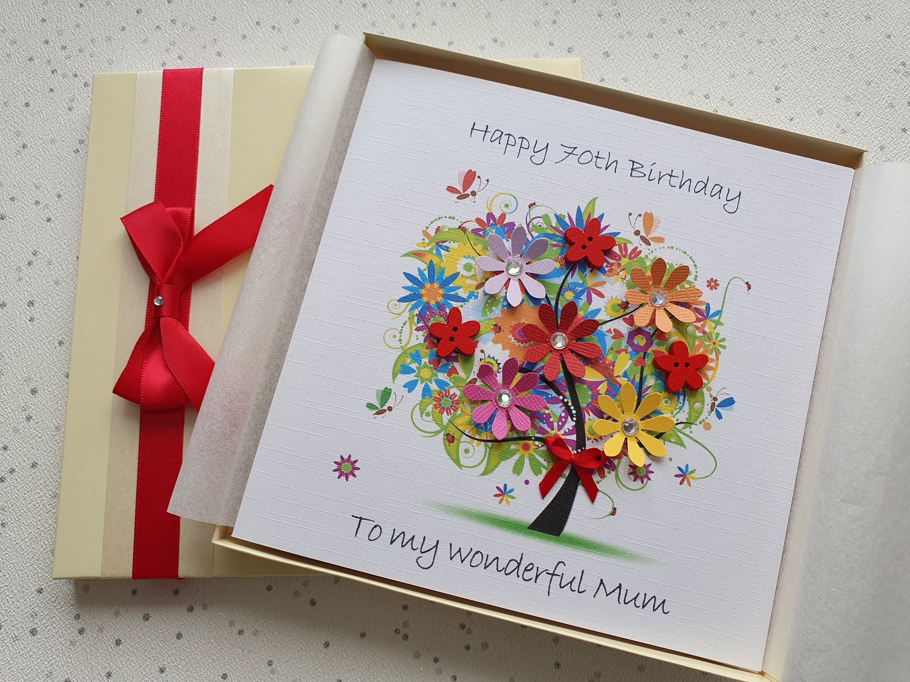 PERSONALISED 50th BIRTHDAY CARD FOR WOMEN Mum Daughter Wife Handmade Gift boxed