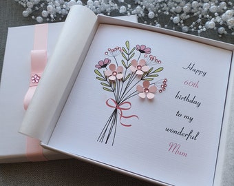 Personalised Birthday Card Handmade 20th 21st 30th 40th 50th 60th 70th 80th 90th Grandmother Wife Sister Aunt Daughter Mother Mum Nan  Mummy