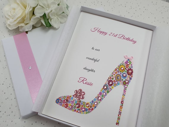 Luxury Personalised Birthday Card Daughter Granddaughter 1st 21st 16th 18th box