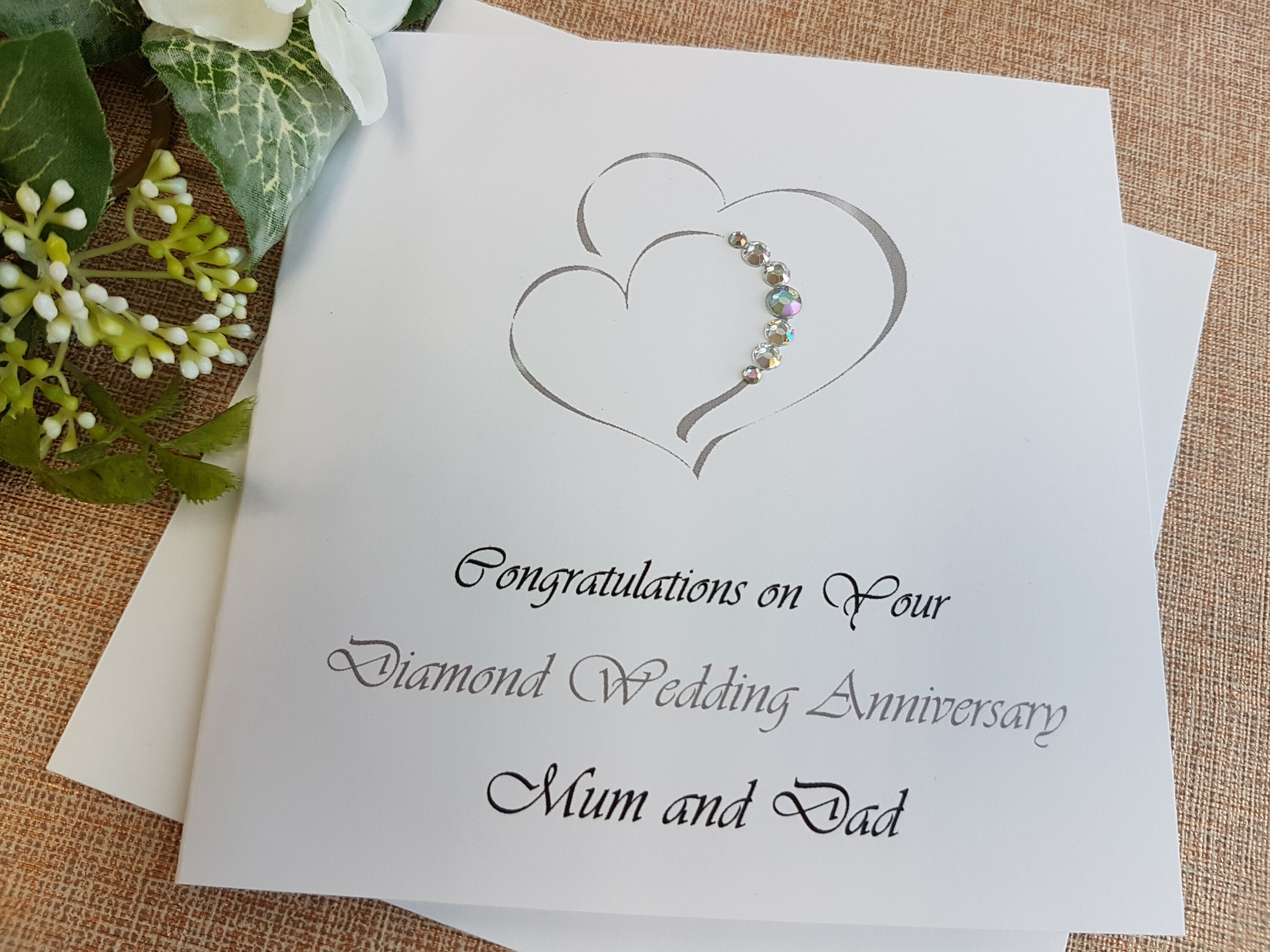 Diamond 60th Wedding Anniversary Card Handmade Personalised Etsy