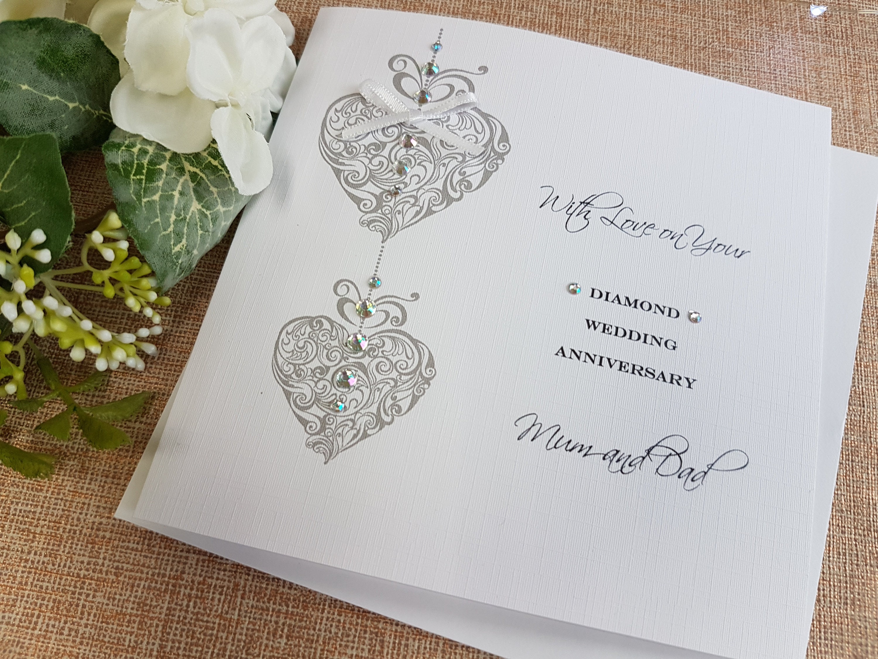 Diamond 60th Wedding Anniversary Card Handmade Personalised Etsy