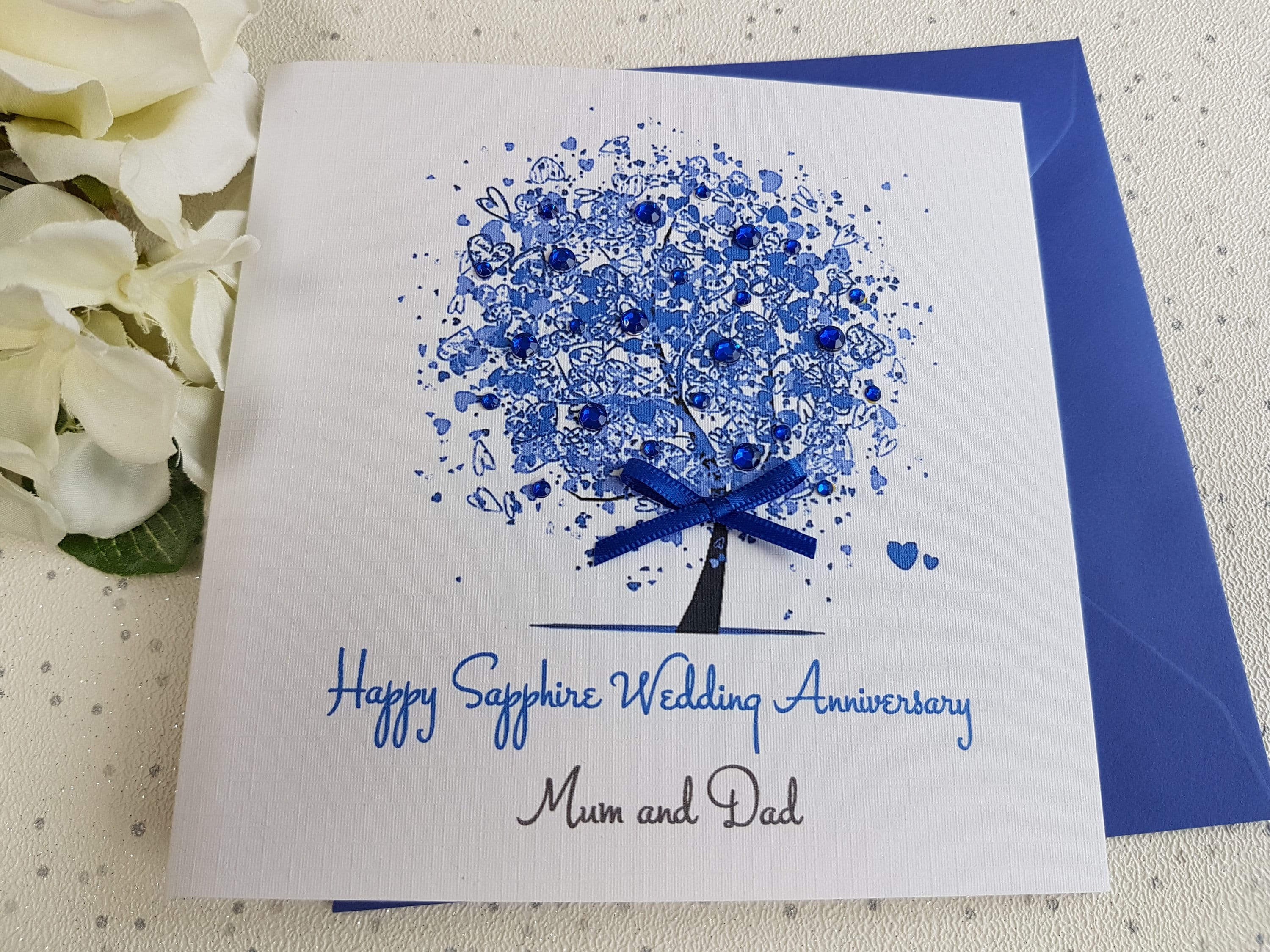 65th Blue Sapphire Wedding Anniversary Card with or without box Personalised