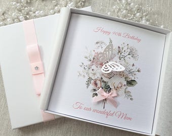 Luxury Personalised Birthday Card Handmade 25th 30th 40th 45th 50th 55th 60th 70th 75th 80th 90th Mum Nan Grandmother Daughter Sister Friend