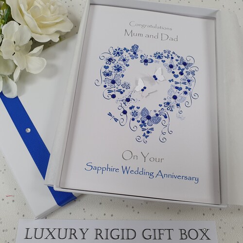 Personalised Handmade Sapphire Anniversary Card 45th Wedding - Etsy UK
