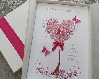 Luxury Birthday Card Handmade Personalised 16th 18th 20th 21st 30th 40th 50th 60th 70th 80th Mother Daughter Granddaughter Box or Envelope