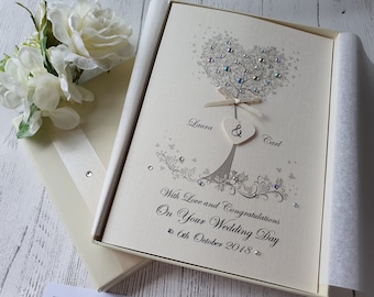 Luxury Wedding Day Congratulations Card Handmade Personalised boxed or envelope Keepsake Parents Grandparents Friends daughter son in law