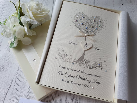 Luxury Wedding Day Congratulations Card Handmade Personalised - Etsy UK