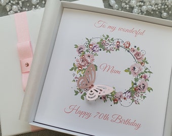 Personalised Birthday Card Handmade 20th 21st 30th 40th 50th 60th 70th 80th 90th Grandmother Wife Sister Aunt Daughter Mother Mum Nan Mummy