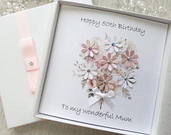 Birthday Card Handmade Personalised 30th 40th 50th 55th 60th 70th 75th 80th 85th 90th 65th Daughter Mum Mother Grandmother Aunt Sister Wife