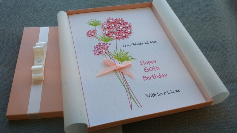 Luxury Personalised Birthday Card Mum Mother Grandmother Wife 60th 80th 50th box