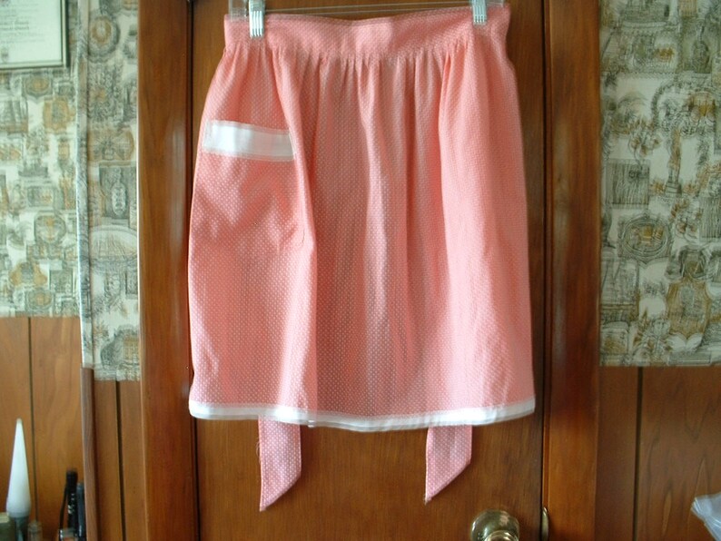 Pink and White Polka dot Vintage Apron