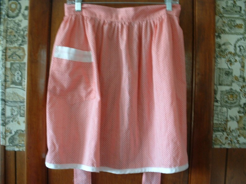 Pink and White Polka dot Vintage Apron