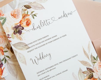 Sage Green Wedding Invitation Boho Floral Wedding Invitation Katie Sage /& Mauve Suite Deposit