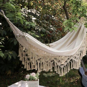 Macrame Hammock Swing Boho Style Handmade Macrame Hammock Fitting 2 People, Comfy Addition To Your House & Garden Giving Extra Character