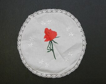 une rose d&#39;ete              a summer rose       red    16.00        acrylics print  on cotton     table decoration
