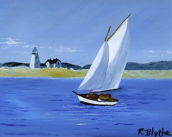 Sunny days sailing  / JOURNÉES ENSOLEILLÉES à VOILE  75.00   large acrylic print of a painting