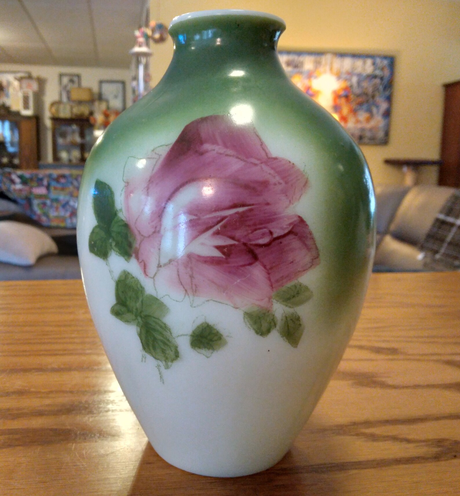 Vintage Fostoria Milk Glass Hand Painted Vase Ca. 19001920 Etsy