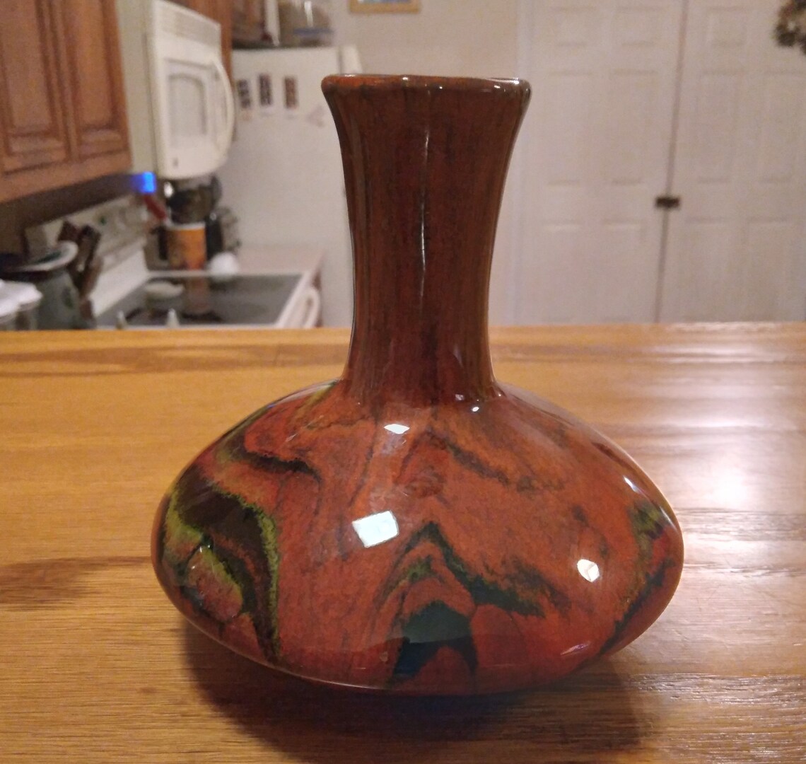 Vintage Drip Glaze Bud Vase Single Stem Southwest Brown Etsy