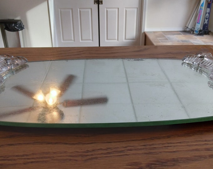 Vintage Mirror Vanity Tray With Glass Handles Makeup Perfume Etsy