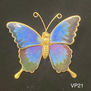 Vintage Blue, Purple, & Black Butterfly Pin