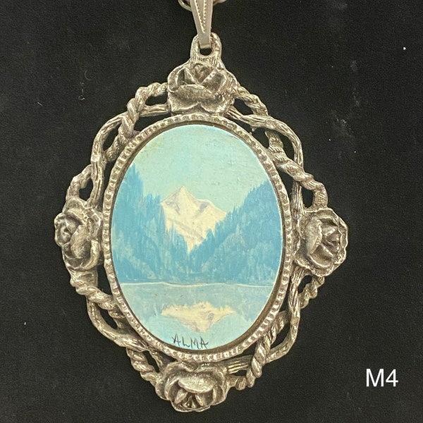 Vintage Hand-Painted Medallion Necklace