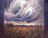 Contemporary Landscape Pastels, Painted Air, Panorama Wall Art, Color Vibes, Giclee Print, Rosemarie D'Alba