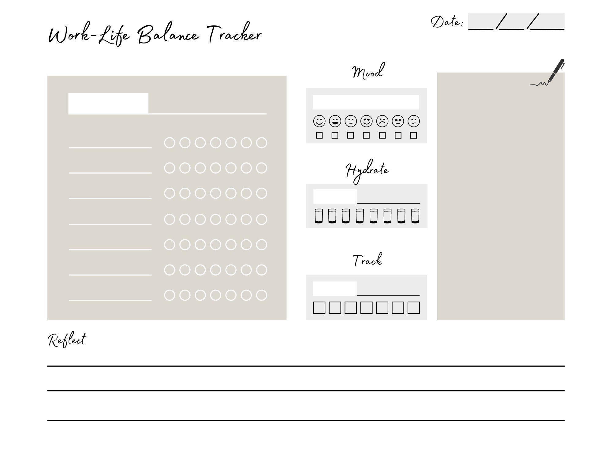 Minimalistic Work-life Balance Tracker Printable - Digital Download - Etsy