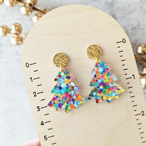 Green Red Swarovski Crystal Christmas Trees Earrings Festive Earrings...