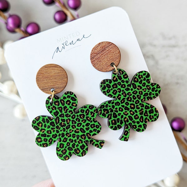 St. Patrick's Day Green Shamrock Earrings - Dangling Lucky Leaf Earrings For Women, Holiday Gift - View #12