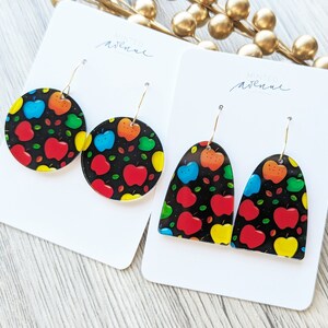Teacher Themed Earrings, Teacher Inspired Earrings, Apple themed Earrings, Acrylic Earrings, Teacher Appreciation Gift, Colorful Apples
