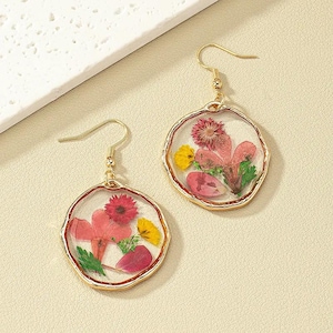 Handmade Dried Flower Earrings , Real Pressed Flowers