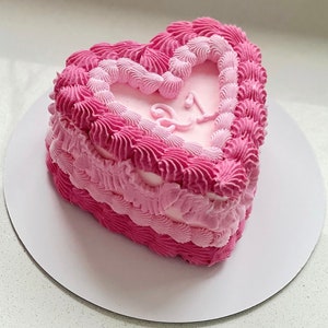 Personalised pink heart cake