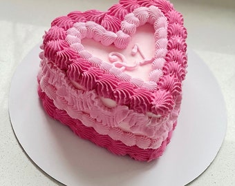 Personalised pink heart cake