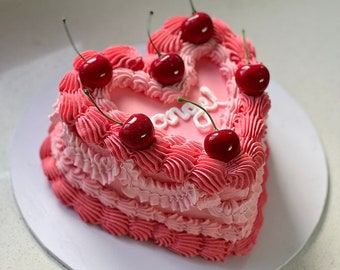 Personalised fake cake cherry heart