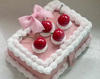 Cherry bow fake cake jewellery box