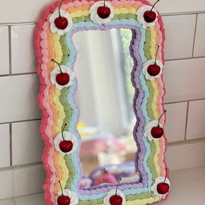 Rainbow wavey cherry fake cake mirror