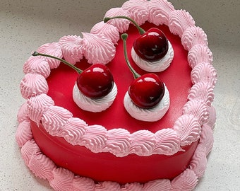 Red cherry fake cake jewellery box