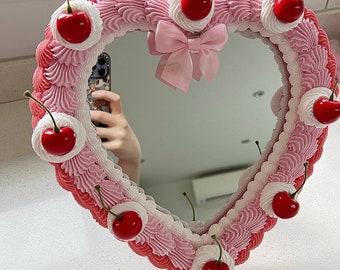 Fake cake cherry bow mirror