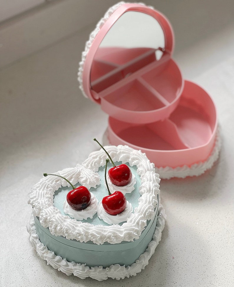 Vintage Cherry Mint Green Jewellery Box Etsy