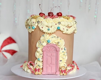 Fake Christmas gingerbread house cake