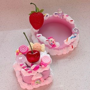 Fake cake cherry ring box or strawberry ashtray