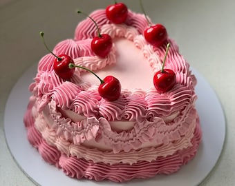 Fake heart cherry cake