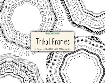 Vector Tribal Frames - "Tribal Frames" doodle, clipart