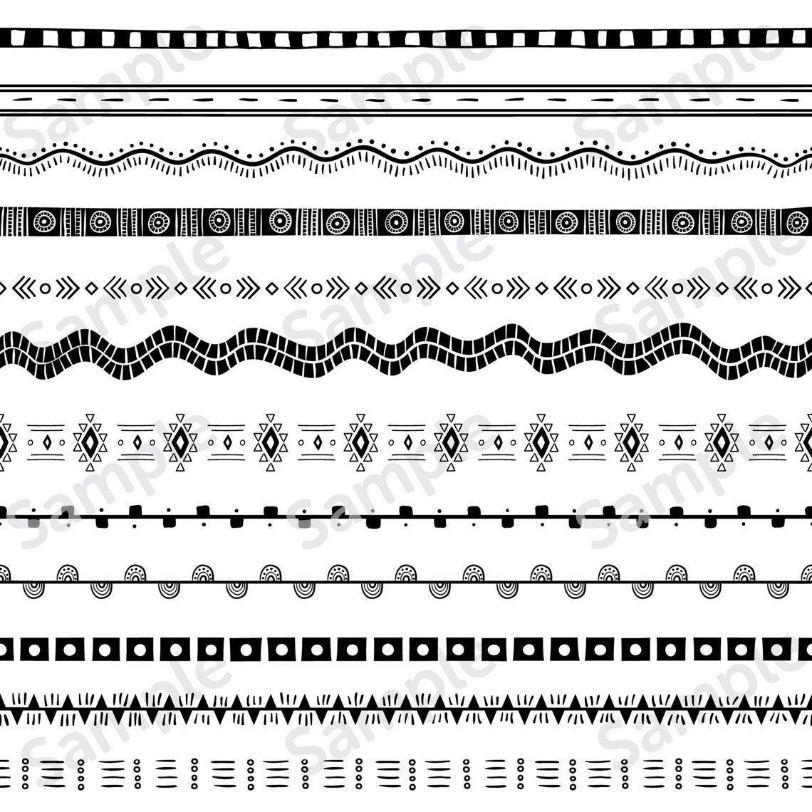 Seamless Tribal Borders and Vectors - 