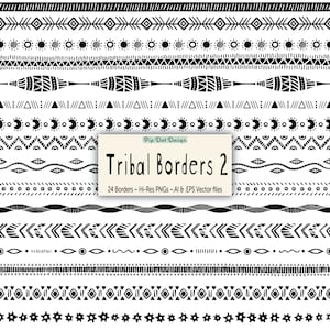 Nahtlose Tribal Grenzen und Vektoren - "Tribal Grenzen 2" doodle, clipart