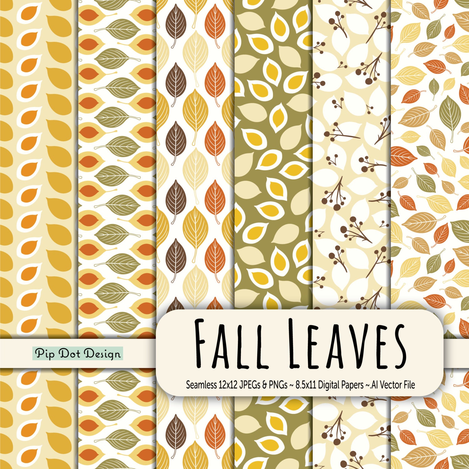 Seamless Leaves Digital Papers Patterns and Vectors - Etsy