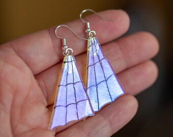 Dazzling Spiderweb Dichroic Fused Glass Dangle Earrings Handmade Jewellery