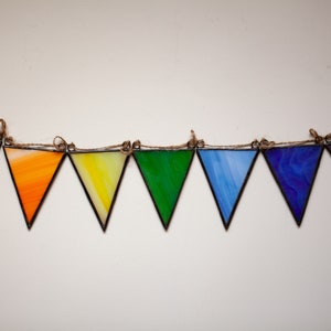 Stained glass rainbow bunting suncatcher