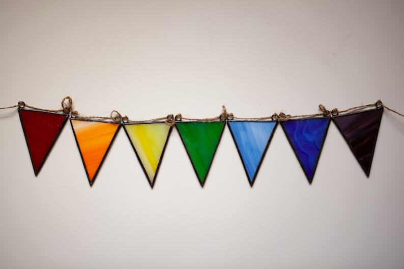 Stained glass rainbow bunting suncatcher 