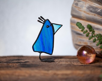 Cheeky Bird - Stained Glass Bird - Whimsical Window Ornament